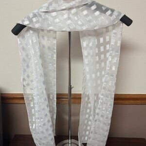 White Sheer Scarf with Checkered Design